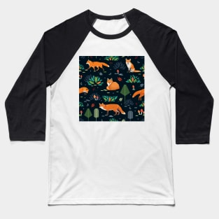 Foxes dark pattern Baseball T-Shirt